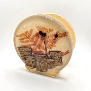 Lucite Resin Basket Dried Floral Envelope or Napkin Holder Vintage